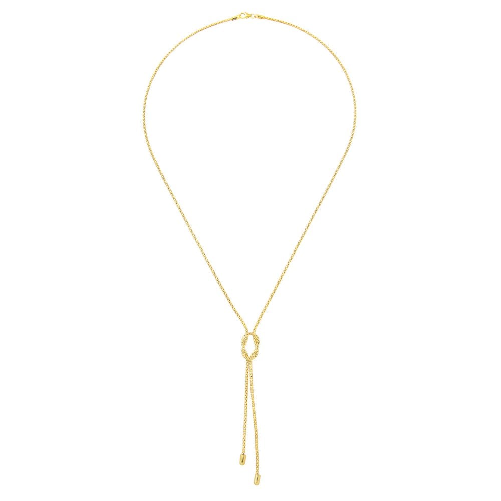 SPARKLD 9ct Yellow Gold Necklace, Strand Tassle and Knot 46cm Length, 15mm Width