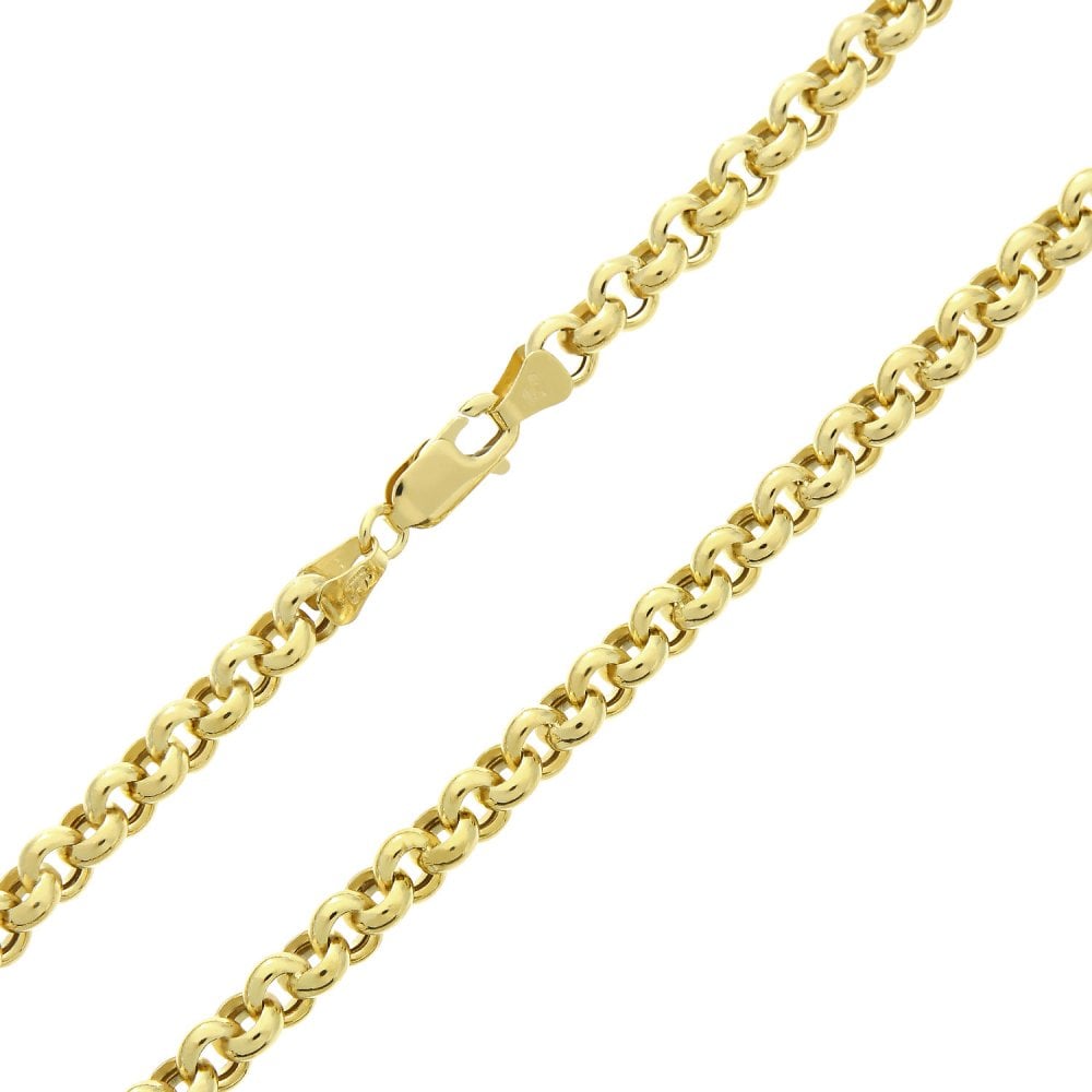 SPARKLD 9ct Yellow Gold Belcher Hollow Bracelet, 5mm Width