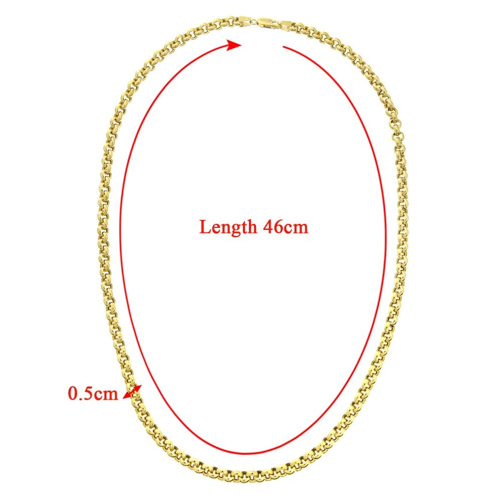 SPARKLD 9ct Yellow Gold Belcher Hollow Bracelet, 5mm Width