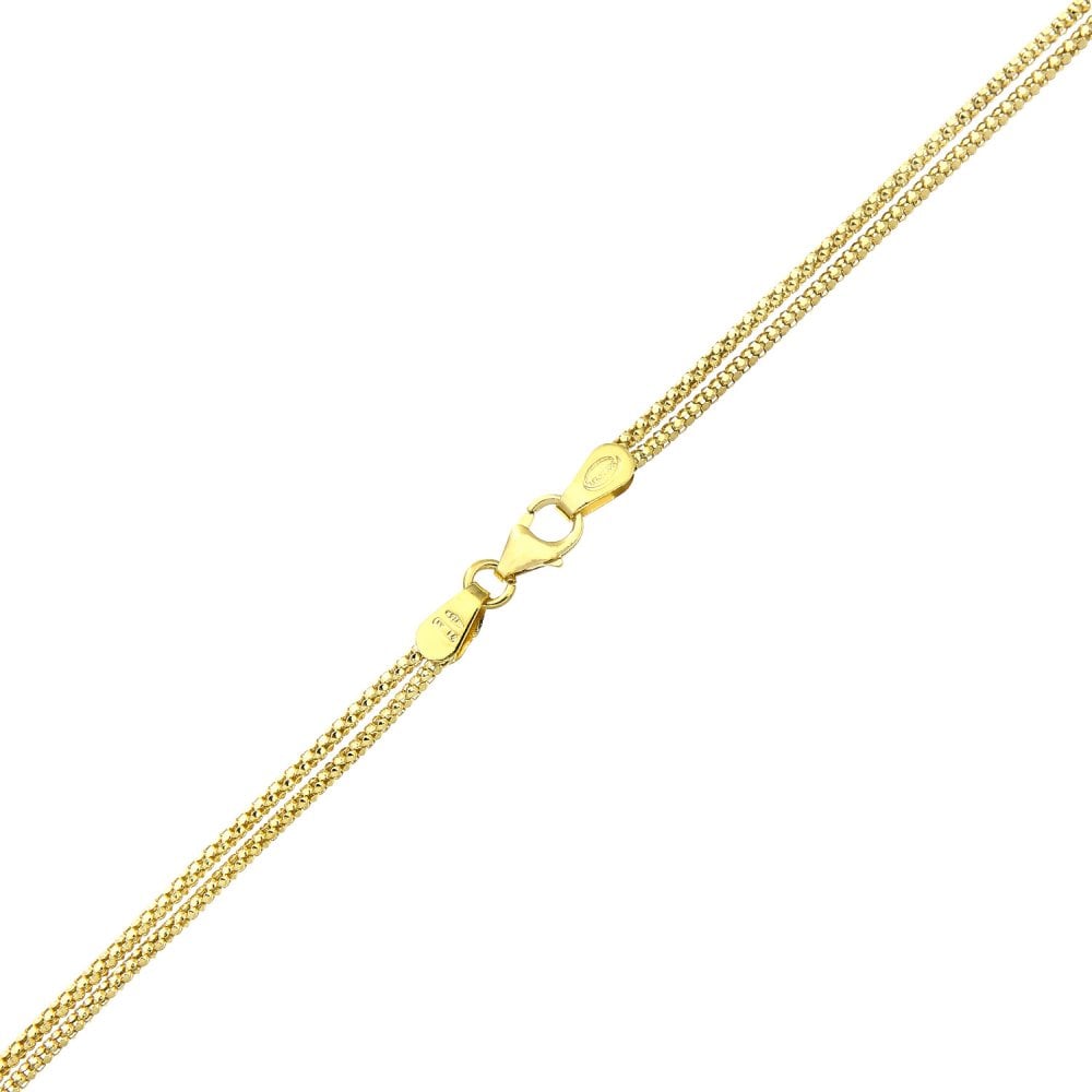 SPARKLD 9ct Yellow Gold Necklace, Tassle and Popcorn Knot, 10mm Width
