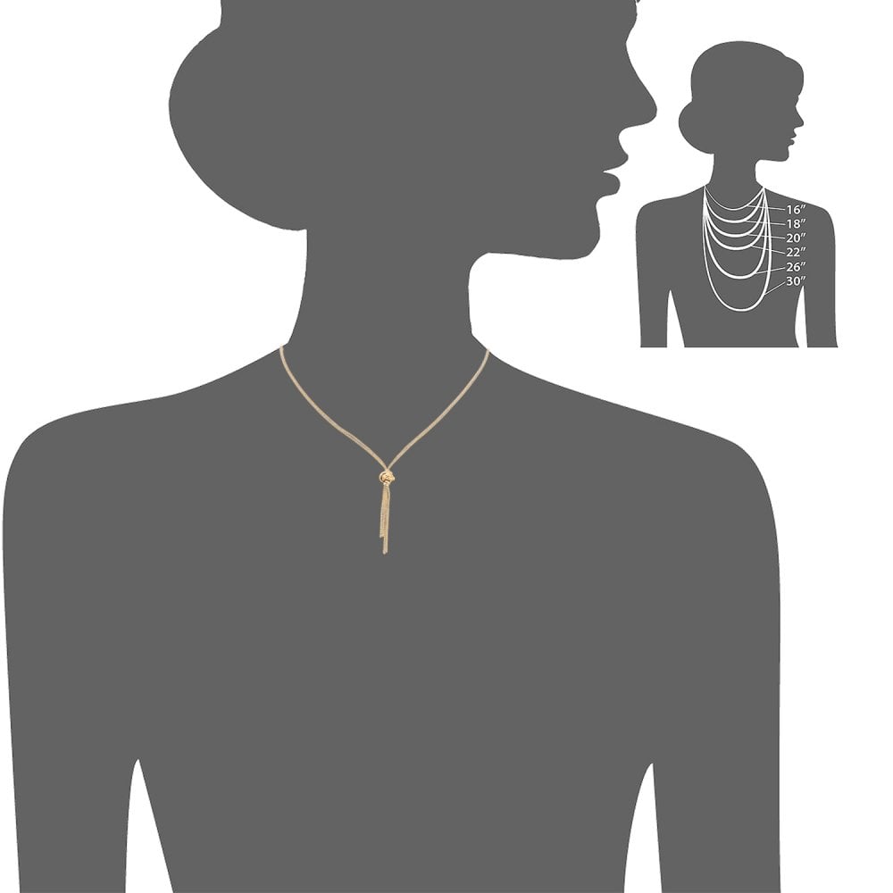 SPARKLD 9ct Yellow Gold Necklace, Tassle and Popcorn Knot, 10mm Width