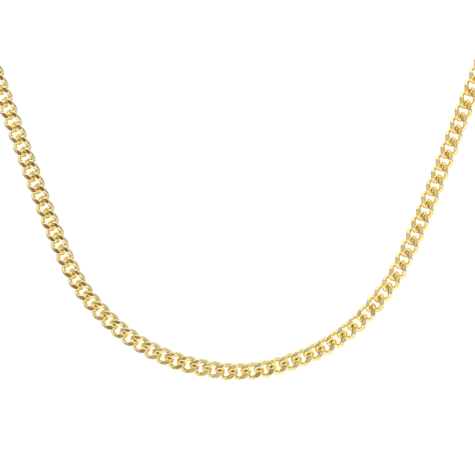 SPARKLD 9ct Yellow Gold Curb Chain Necklace, 2mm Width
