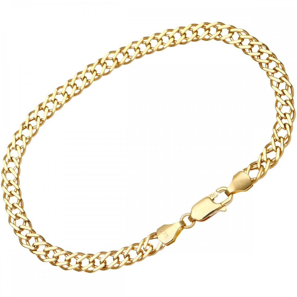 SPARKLD 9ct Yellow Gold Double Curb Hollow Chain of 22 Inch Length, 4.7mm Width