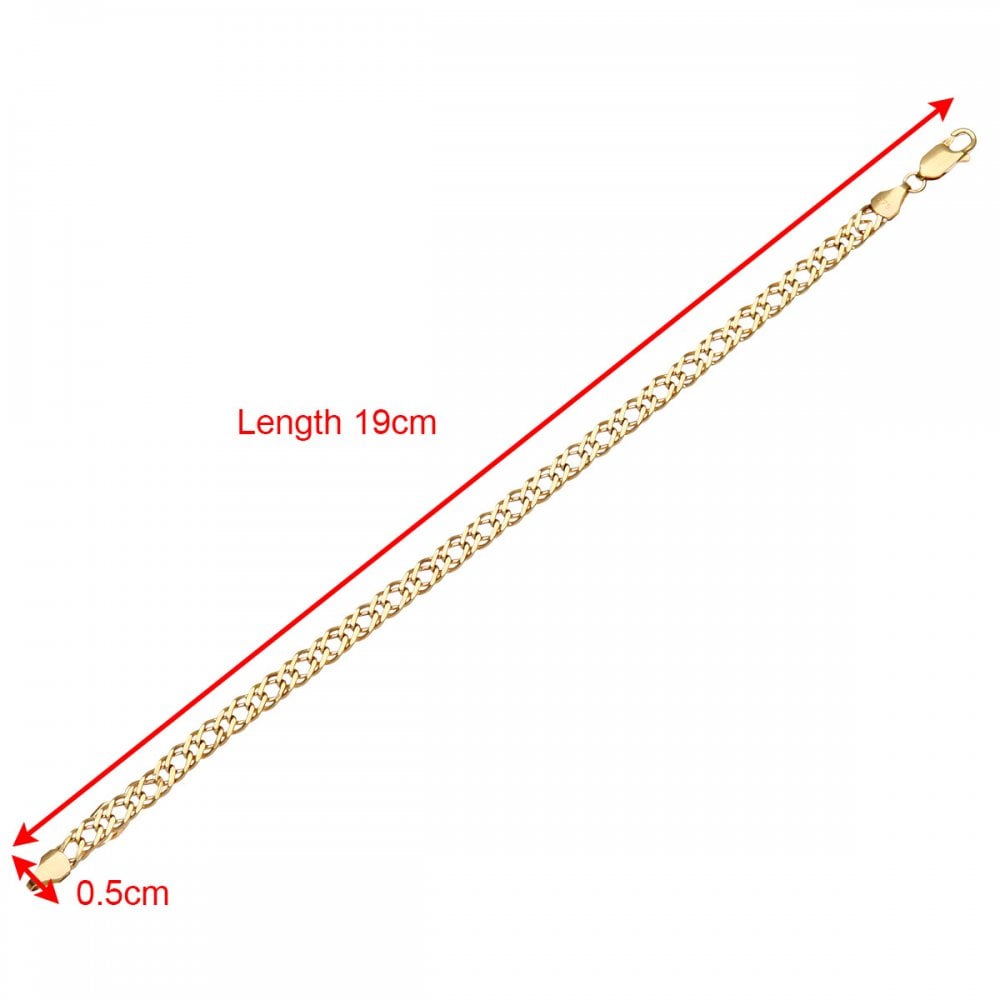 SPARKLD 9ct Yellow Gold Double Curb Hollow Chain of 22 Inch Length, 4.7mm Width