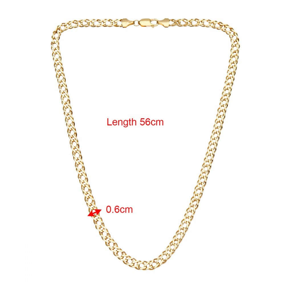 SPARKLD 9ct Yellow Gold Double Curb Hollow Chain, 6.1mm With