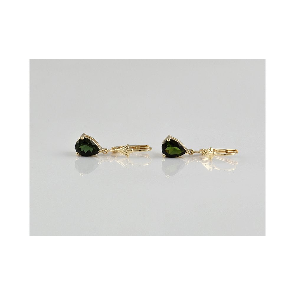 Yellow Gold 2.13ct Tourmaline Drop Earrings