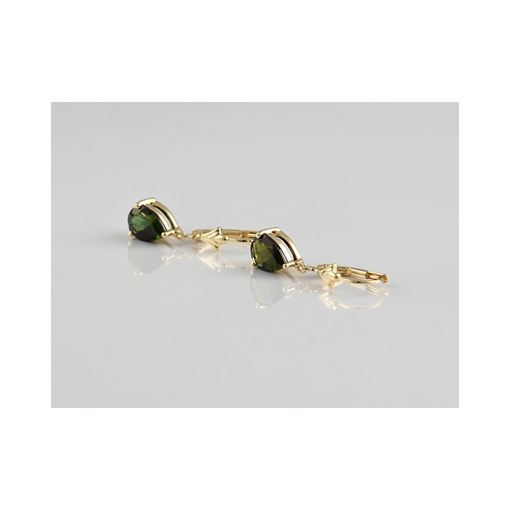 Yellow Gold 2.13ct Tourmaline Drop Earrings
