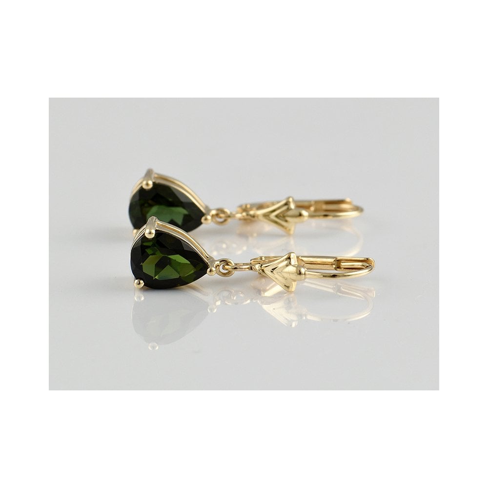 Yellow Gold 2.13ct Tourmaline Drop Earrings