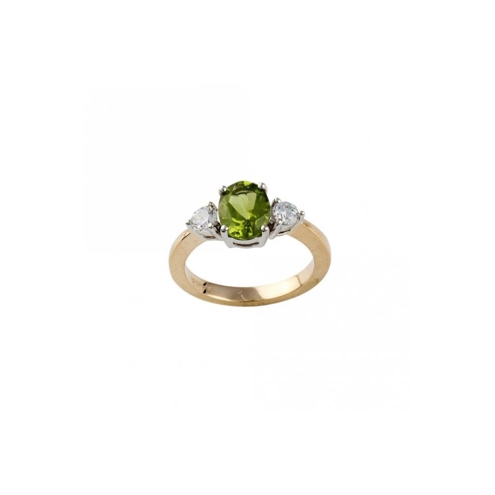 9ct yellow and white gold peridot and cubic zirconia ring