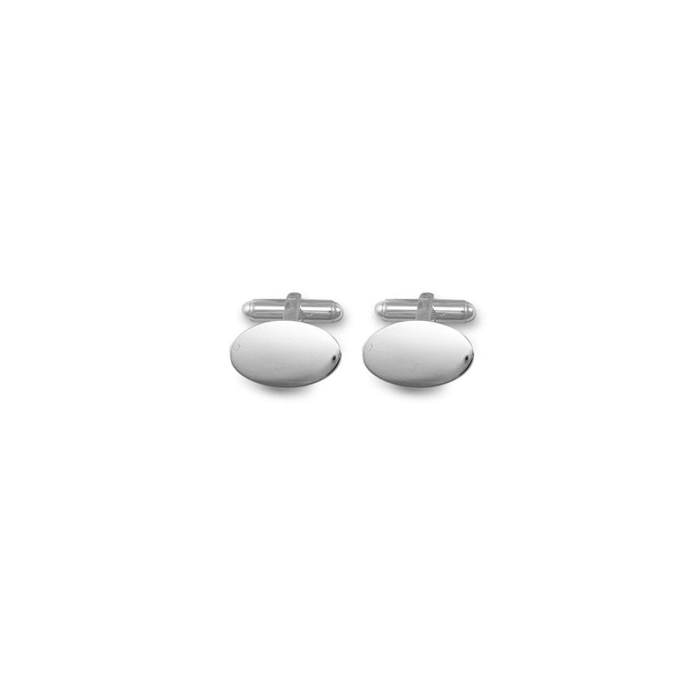 925 Silver Heavyweight Oval Cufflink With Swivel Back