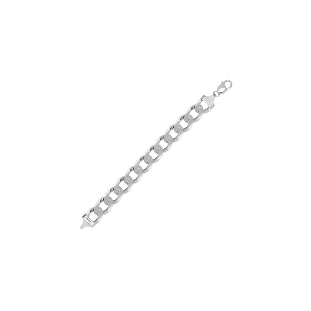 925 Silver Diamond Cut Flat Curb 15.5mm Gauge Bracelet