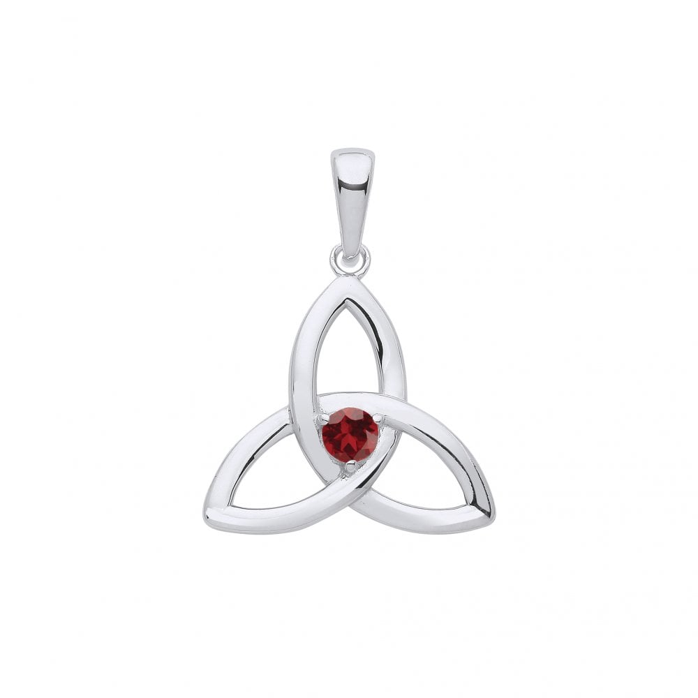 Silver Garnet Celtic Trinity Knot Pendant