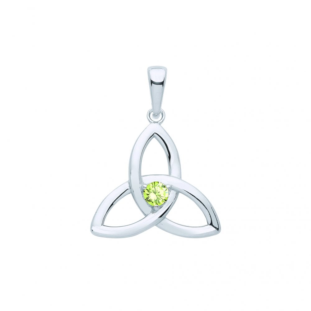 Silver Peridot Celtic Trinity Knot Pendant