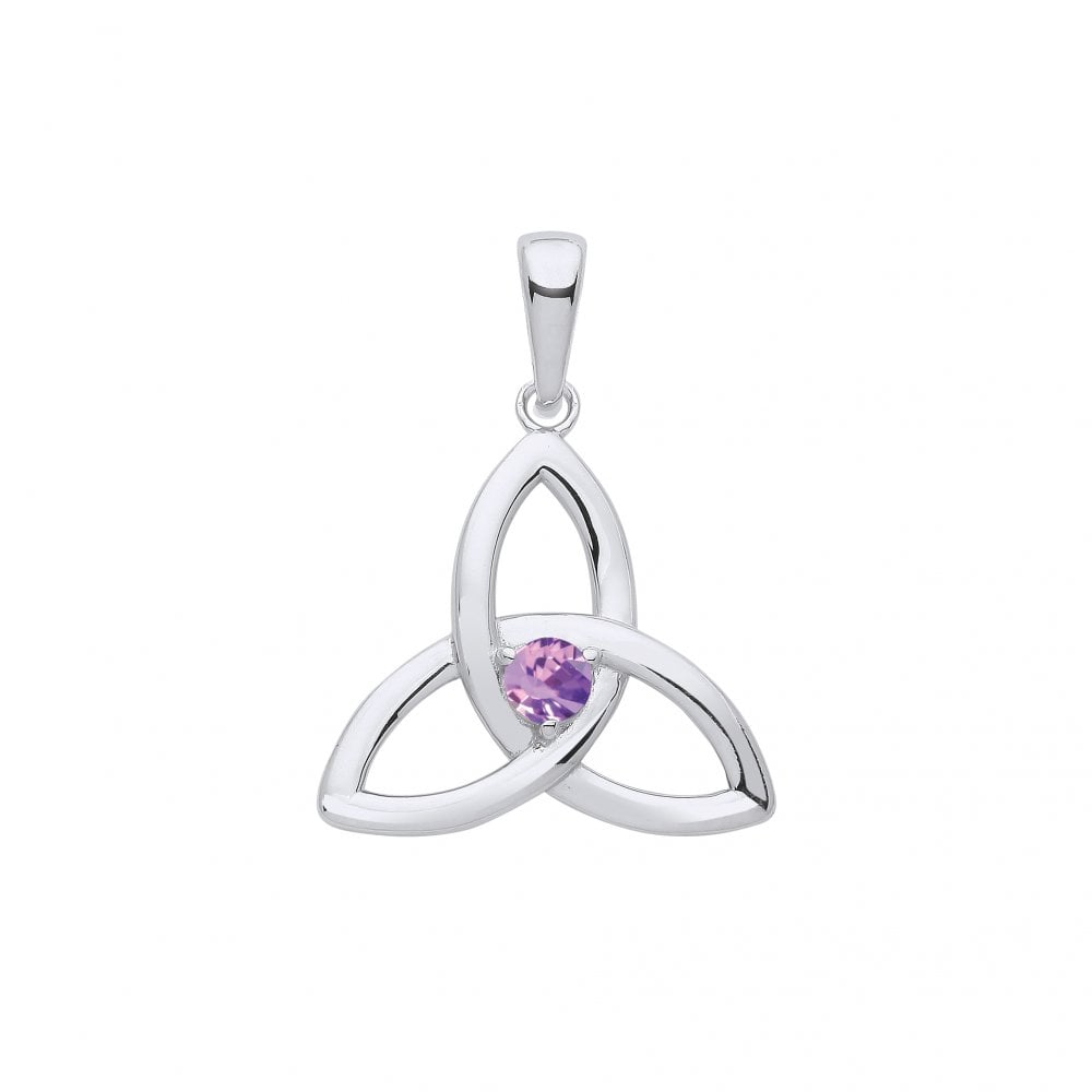 Silver Violet Celtic Trinity Knot Pendant