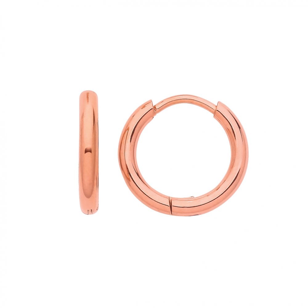 Rose Gold Plated 10mm Steel Hoop Ring Earring