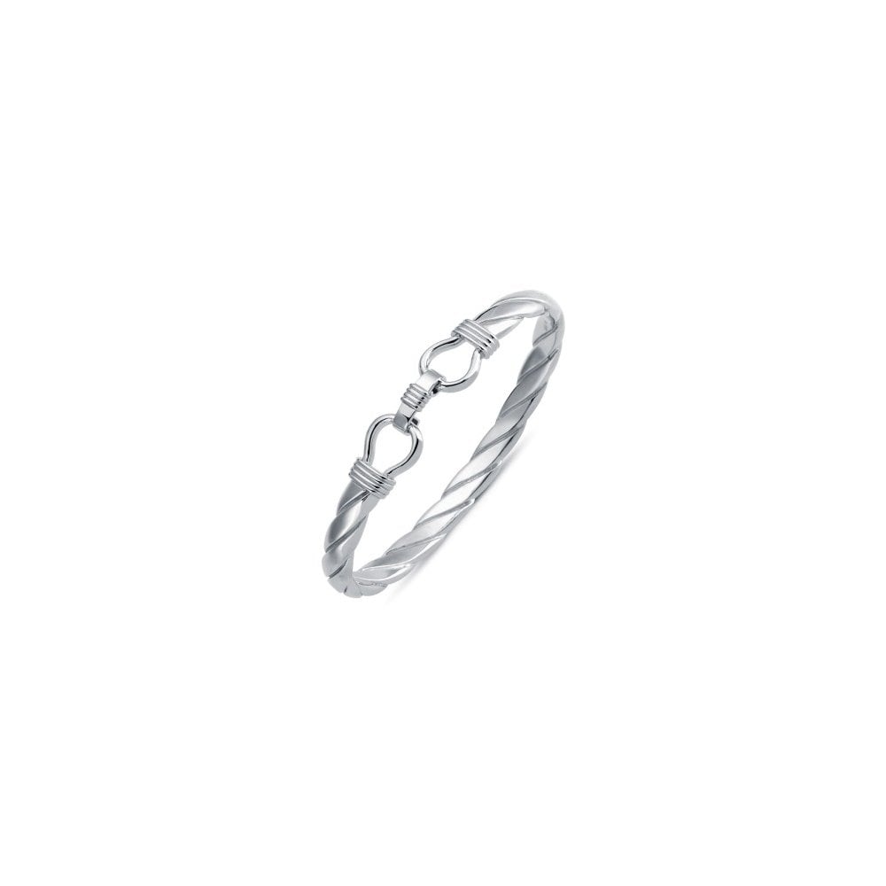 925 Silver Twisted D Shape Wire Stirrup Bangle