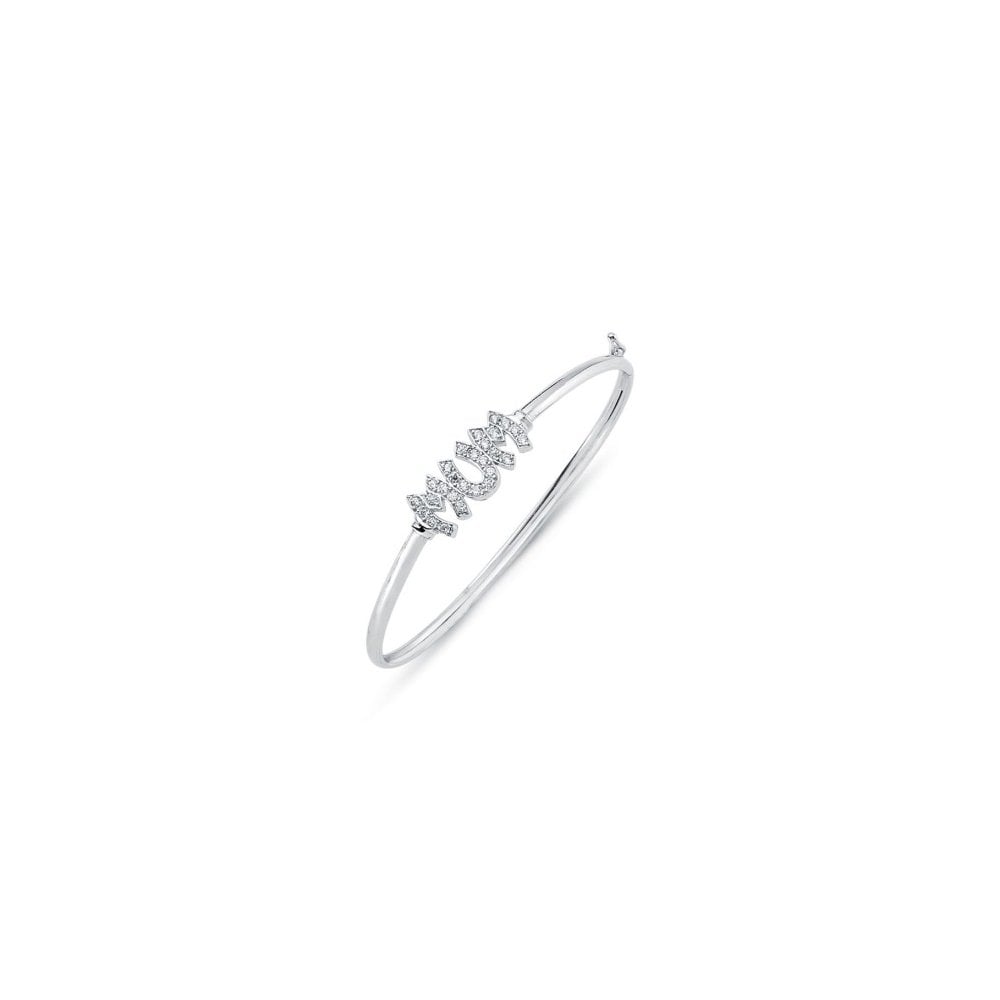 925 Silver CZ Set Mum Bangle
