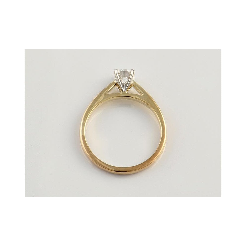 9ct Yellow Gold Artisan Diamond Solitaire Ring With A Platinum Setting 0.43ct
