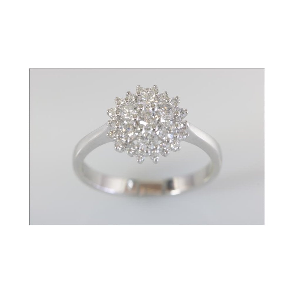 9ct White Gold Artisan Diamond Cluster Ring 0.56ct