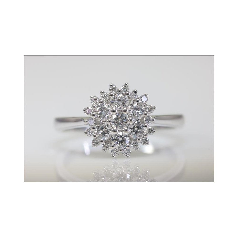 9ct White Gold Artisan Diamond Cluster Ring 0.56ct