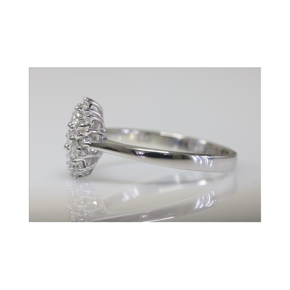 9ct White Gold Artisan Diamond Cluster Ring 0.56ct