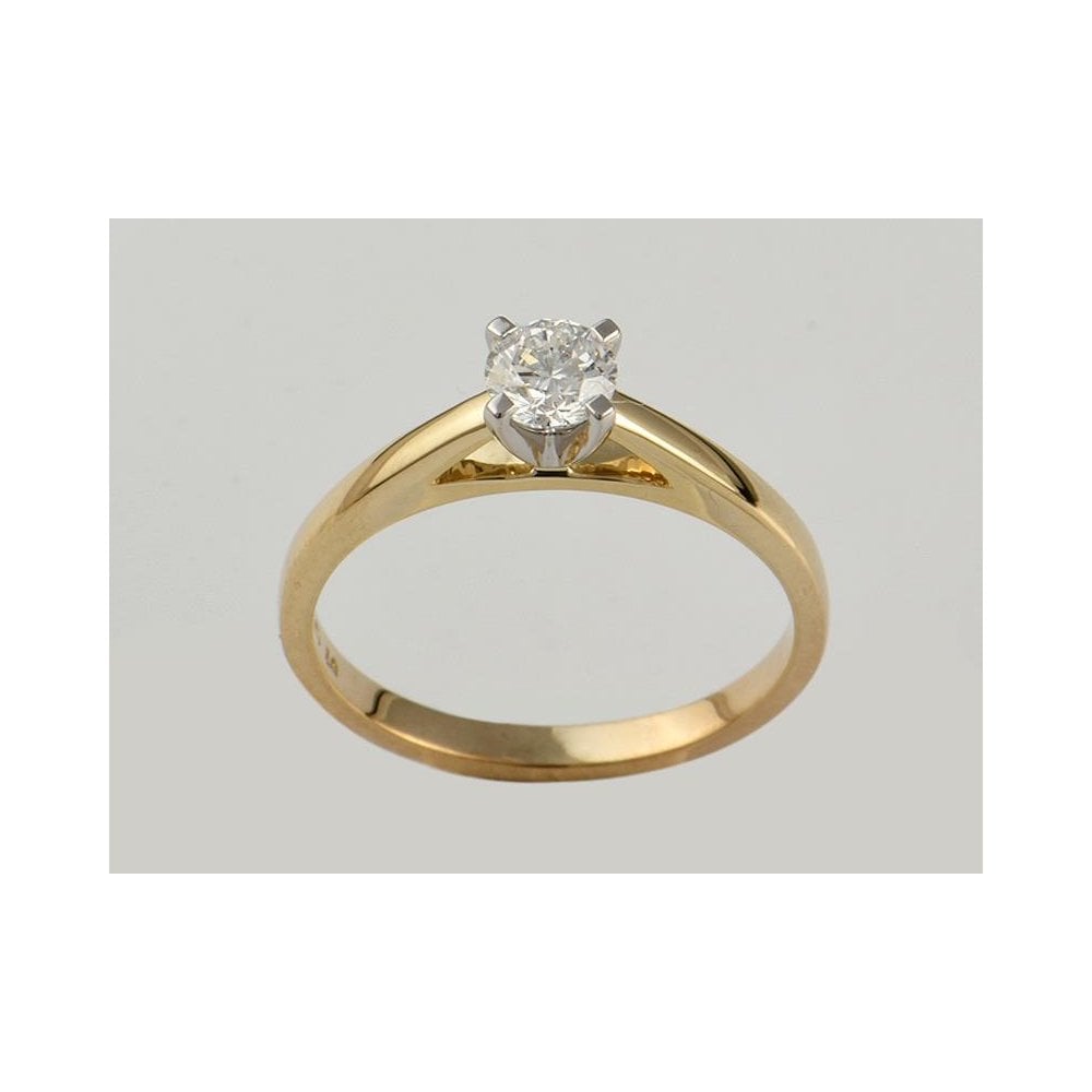 9ct Yellow Gold Artisan Diamond Solitaire Ring With A Platinum Setting 0.55ct