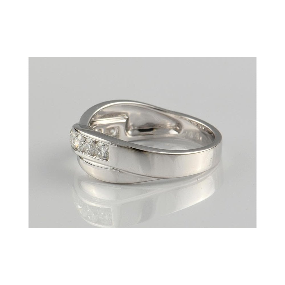 9ct White Gold Artisan Diamond Crossover Eternity Ring 0.47ct