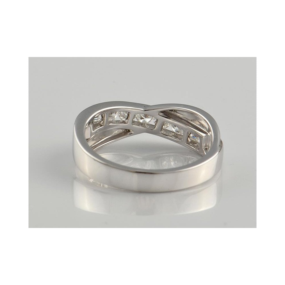 9ct White Gold Artisan Diamond Crossover Eternity Ring 0.47ct