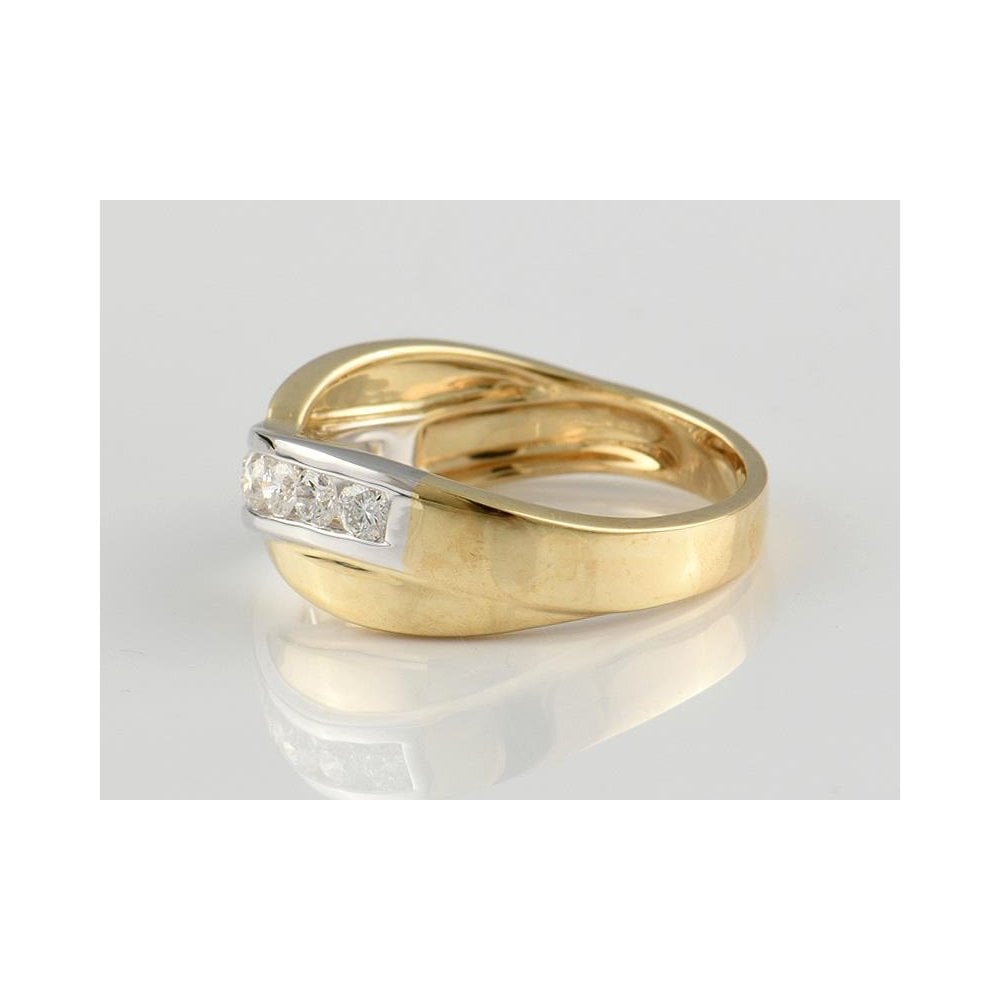 9ct Yellow And White Gold Artisan Diamond Crossover Eternity Ring