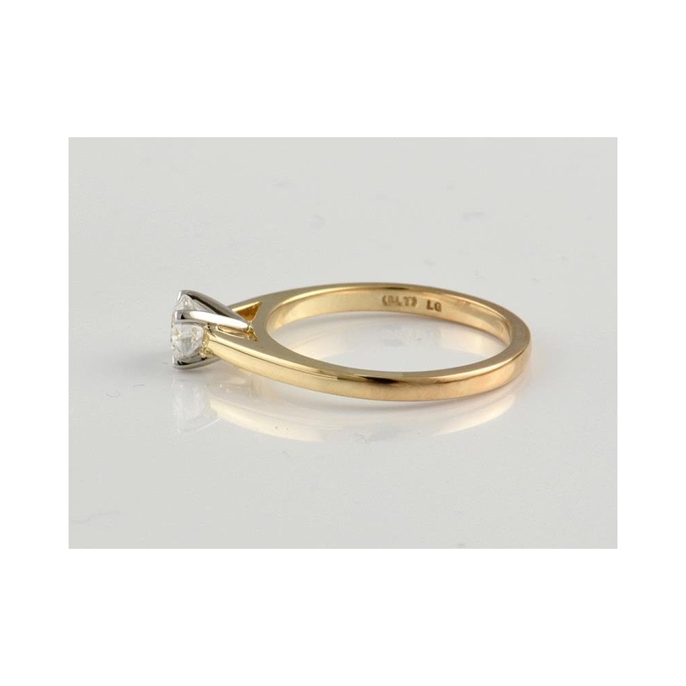 9ct Yellow Gold Artisan Diamond Solitaire Ring With A Platinum Setting 0.70ct