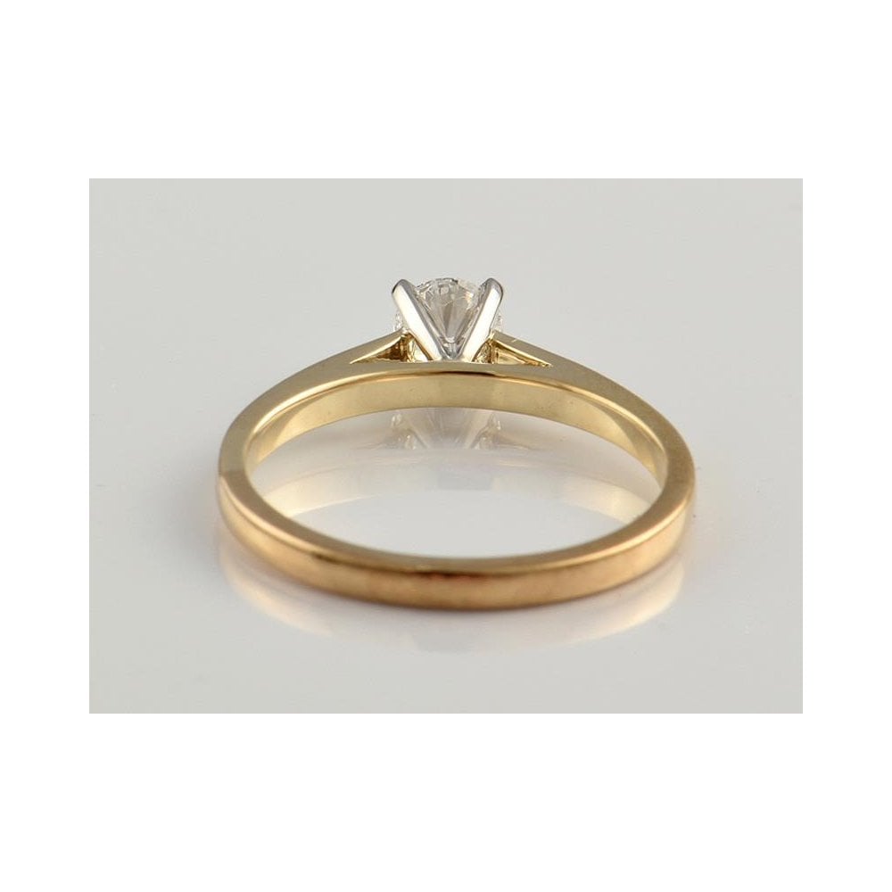 9ct Yellow Gold Artisan Diamond Solitaire Ring With A Platinum Setting 0.70ct
