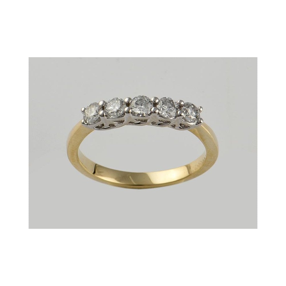9ct Yellow And White Gold Artisan Diamond Five Stone Ring 0.50ct