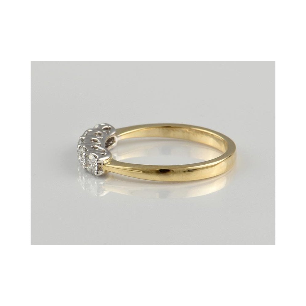9ct Yellow And White Gold Artisan Diamond Five Stone Ring 0.50ct