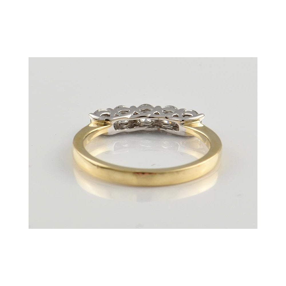 9ct Yellow And White Gold Artisan Diamond Five Stone Ring 0.50ct