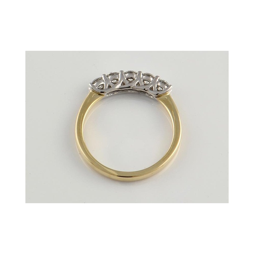 9ct Yellow And White Gold Artisan Diamond Five Stone Ring 0.50ct