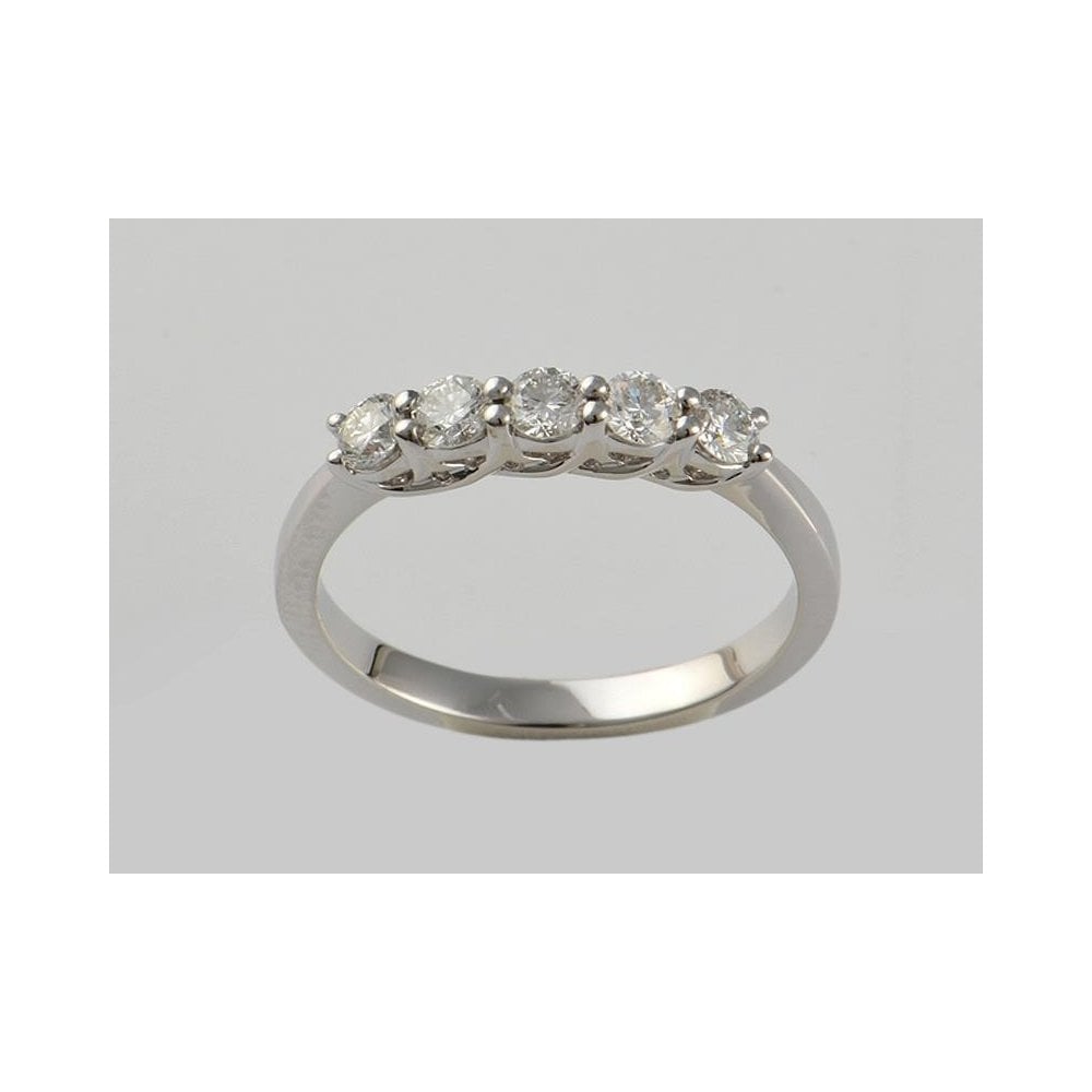 9ct White Gold Artisan Diamond Five Stone Ring 0.50ct