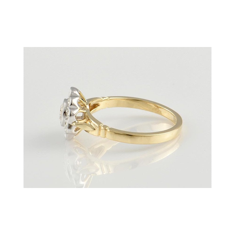 9ct Yellow And White Gold Artisan Diamond Cluster Ring 0.50ct