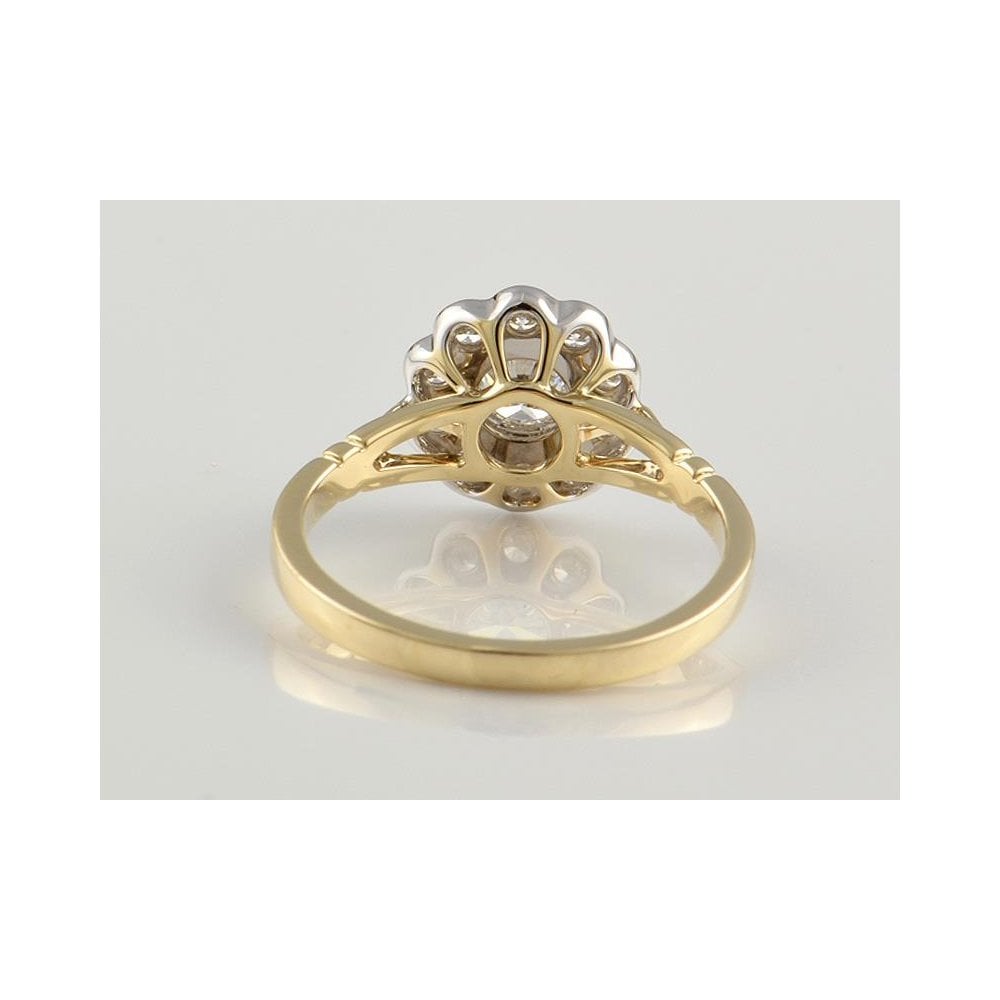9ct Yellow And White Gold Artisan Diamond Cluster Ring 0.50ct