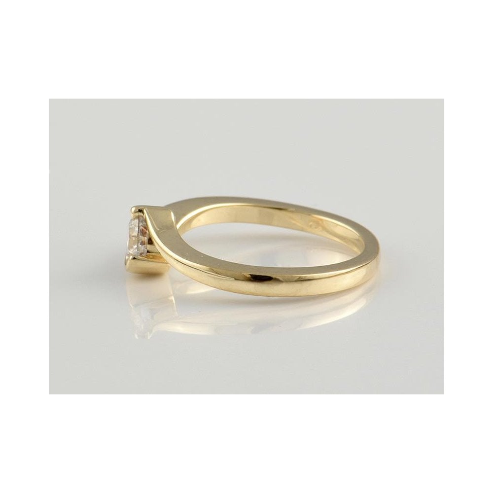 9ct Yellow Gold Artisan Diamond Solitaire Ring 0.41ct