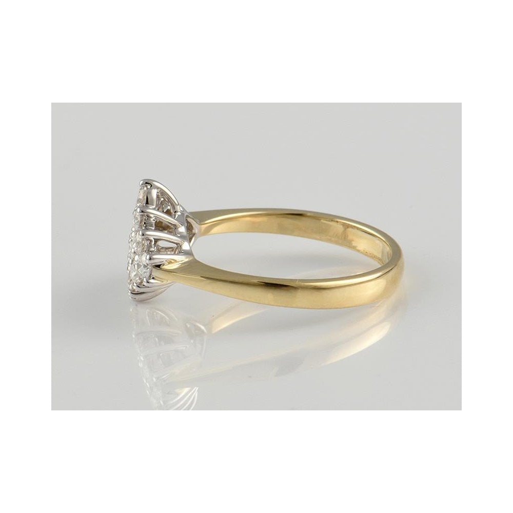 9ct Yellow And White Gold Artisan Diamond Cluster Ring 0.74ct