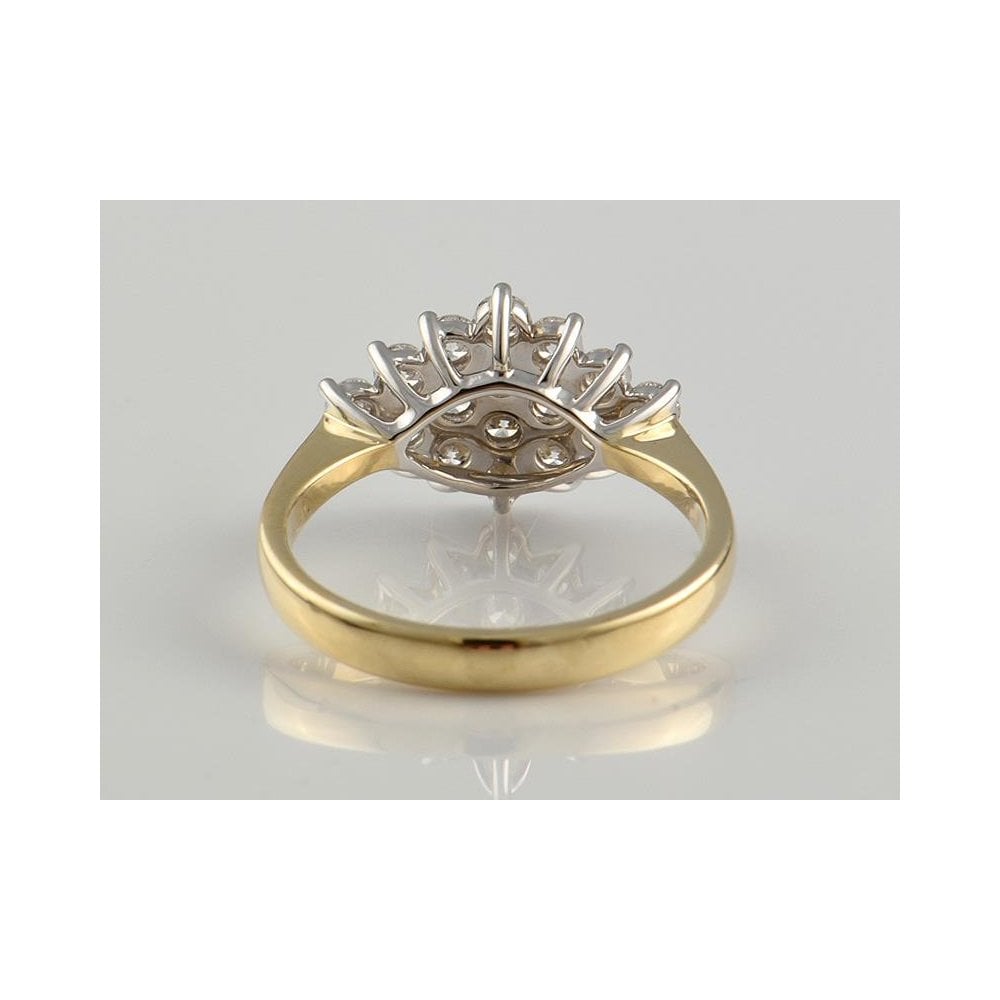 9ct Yellow And White Gold Artisan Diamond Cluster Ring 0.74ct