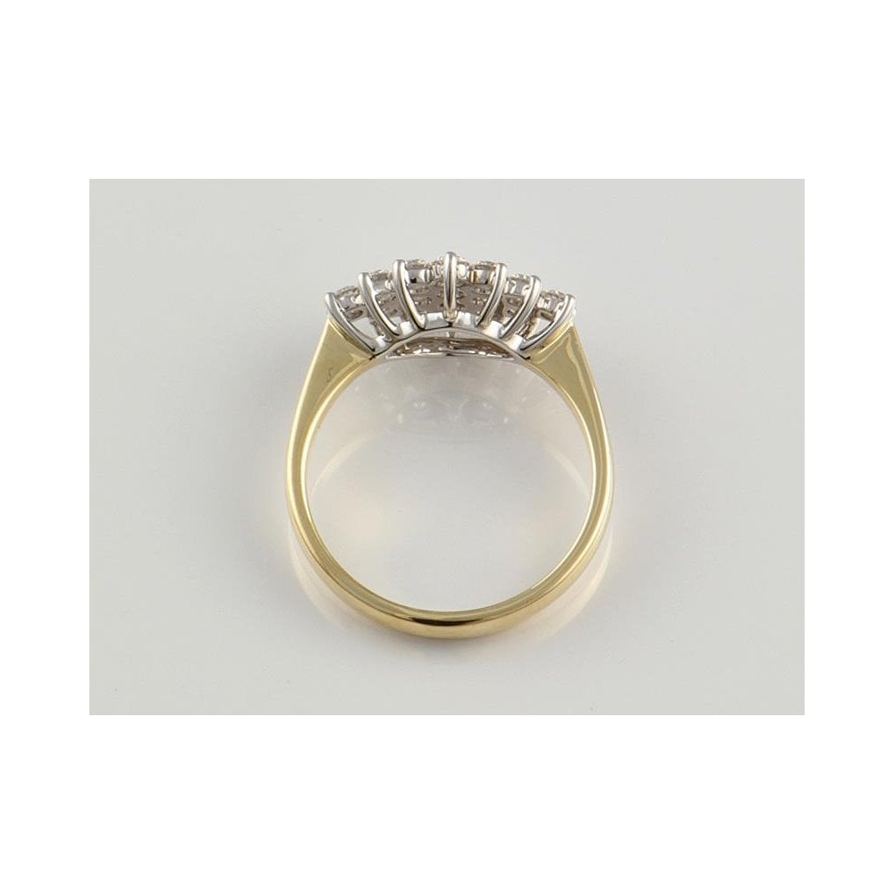 9ct Yellow And White Gold Artisan Diamond Cluster Ring 0.74ct