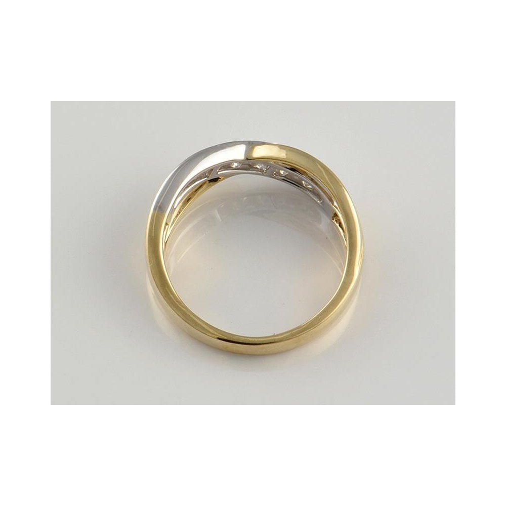 9ct Yellow And White Gold Artisan Diamond Crossover Eternity Ring 0.50ct