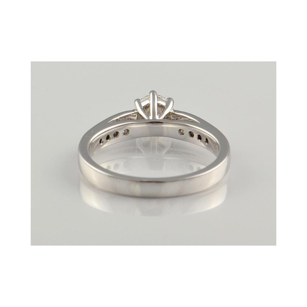 9ct White Gold Artisan Diamond Solitaire Ring With Diamond Set Shoulders 0.53ct