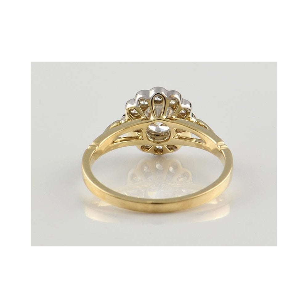 9ct Yellow And White Gold Artisan Diamond Cluster Ring 0.78ct
