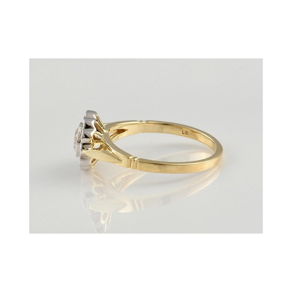 9ct Yellow And White Gold Artisan Diamond Cluster Ring 0.78ct