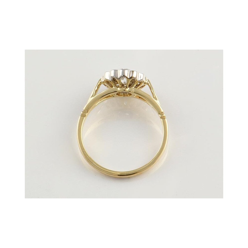 9ct Yellow And White Gold Artisan Diamond Cluster Ring 0.78ct