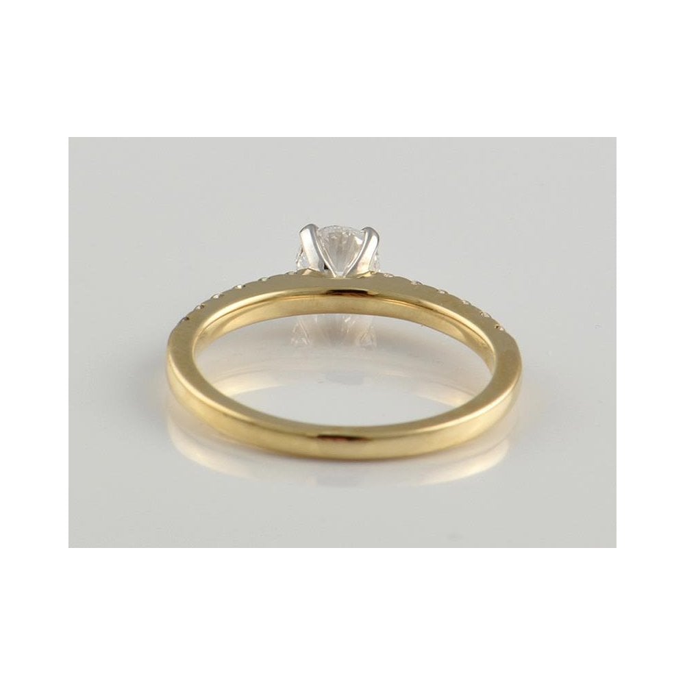 9ct Yellow And White Gold Artisan Diamond Solitaire Ring With Diamond Set Shoulders 0.76ct