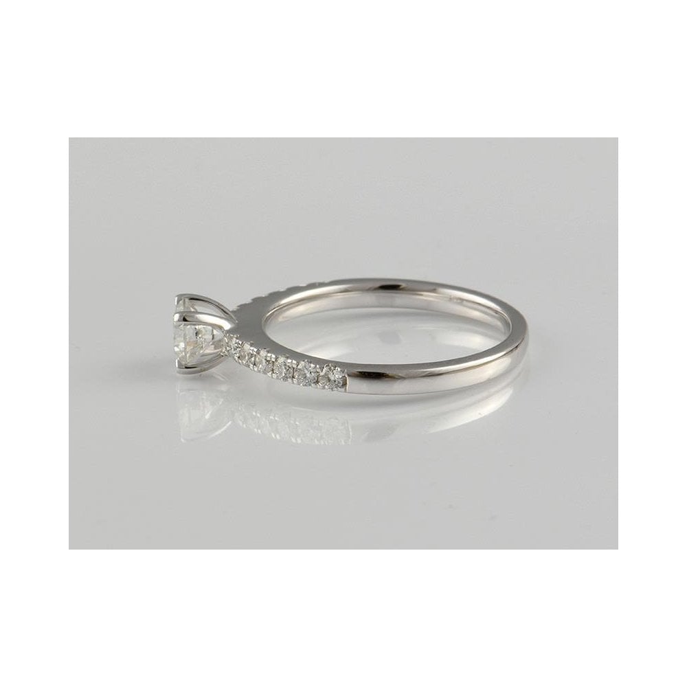 9ct White Gold Artisan Diamond Solitaire Ring With Diamond Set Shoulders 0.75ct