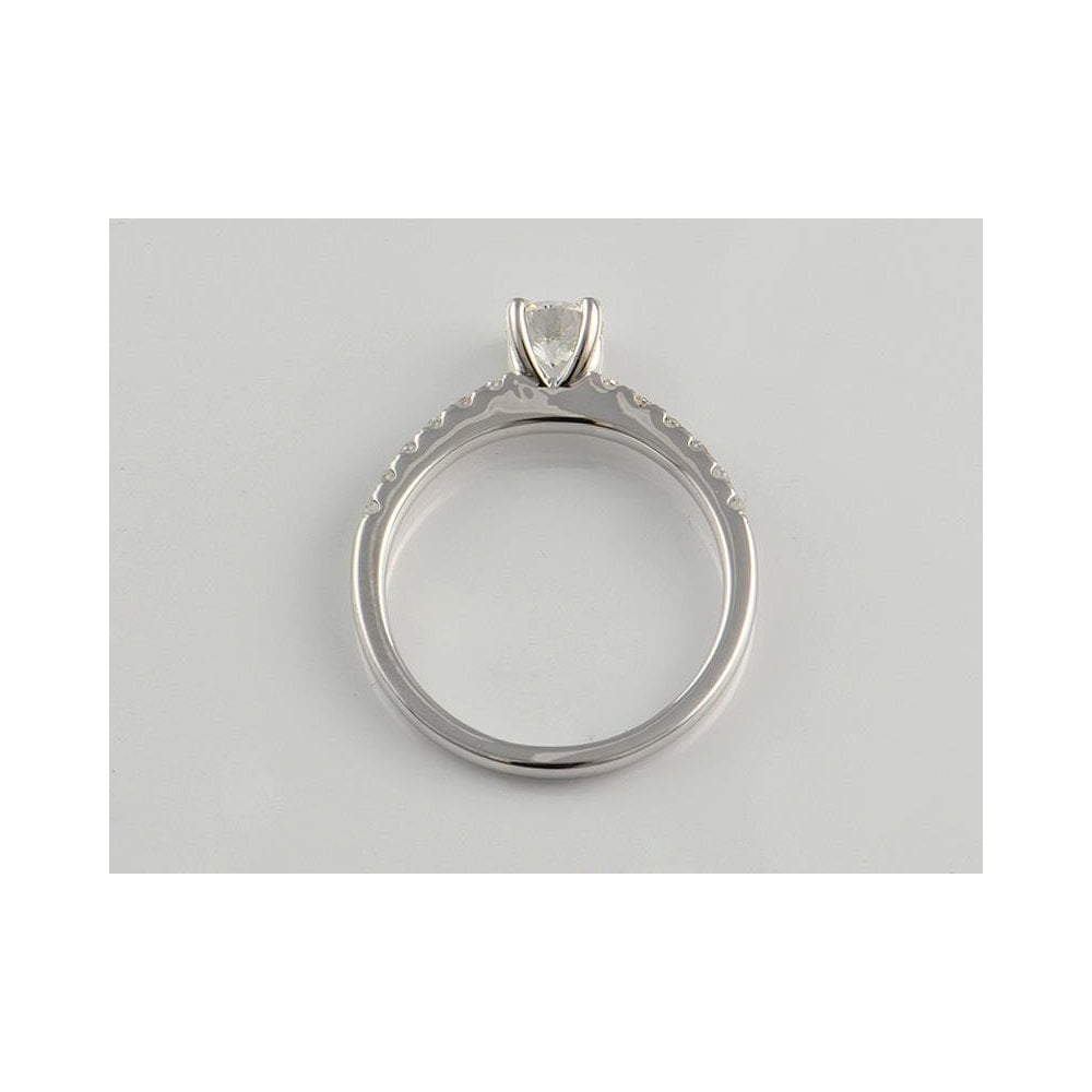 9ct White Gold Artisan Diamond Solitaire Ring With Diamond Set Shoulders 0.75ct